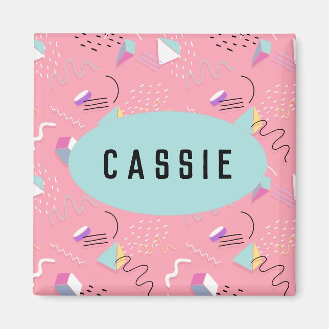 Imã Gráficos de retorno de imagem rosa divertido 1990s (Frente)