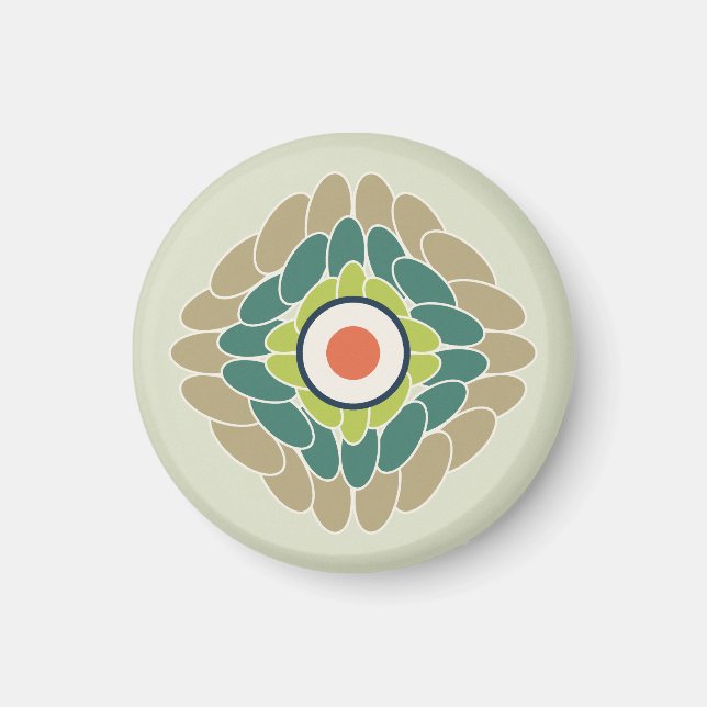 Imã Grafische grüne Blattrosette in Wasabi und Khaki (Frente)