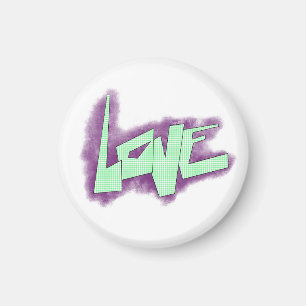 Imã grafite de amor roxo verde menta tipografia pontos