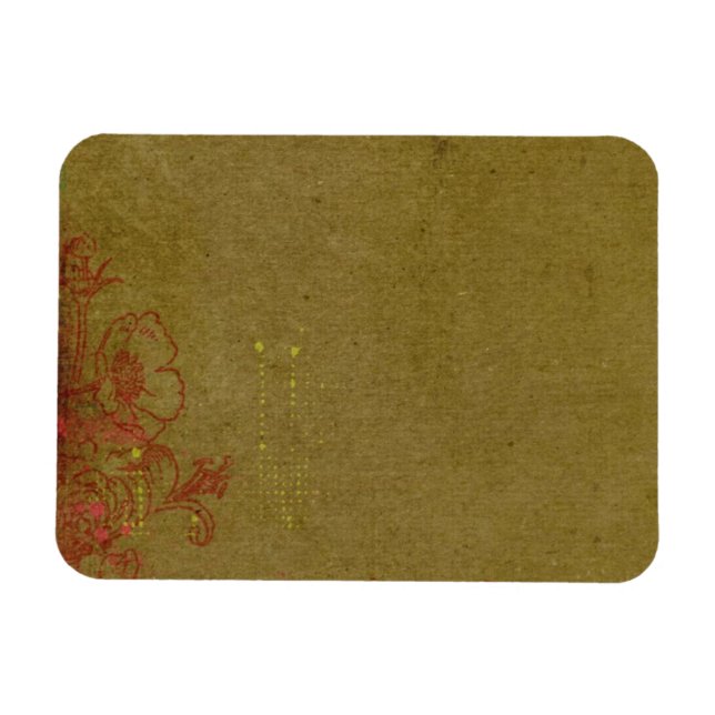 Ímã Grafite Grungente Com Floral Vermelho (Horizontal)