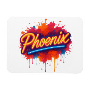 Ímã Grafite Phoenix Neon - Retro Street Art Glow Mug