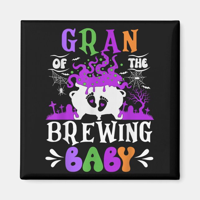 Imã Gran Of The Brewing Baby Grandma To Be Halloween  (Frente)