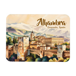 Ímã Granada Espanha Alhambra Aquarela Viagem Vintage