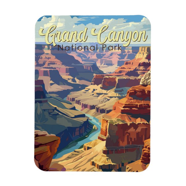 Ímã Grand Canyon National Park Ilustração Viagem Art (Vertical)