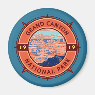 Imã Grand Canyon National Park Retro Compass Emblem