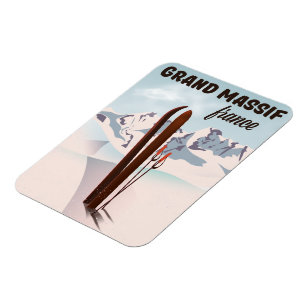 Ímã Grand Massif France ski poster art.