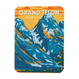 Ímã Grand Teton National Park Wyoming Vintage