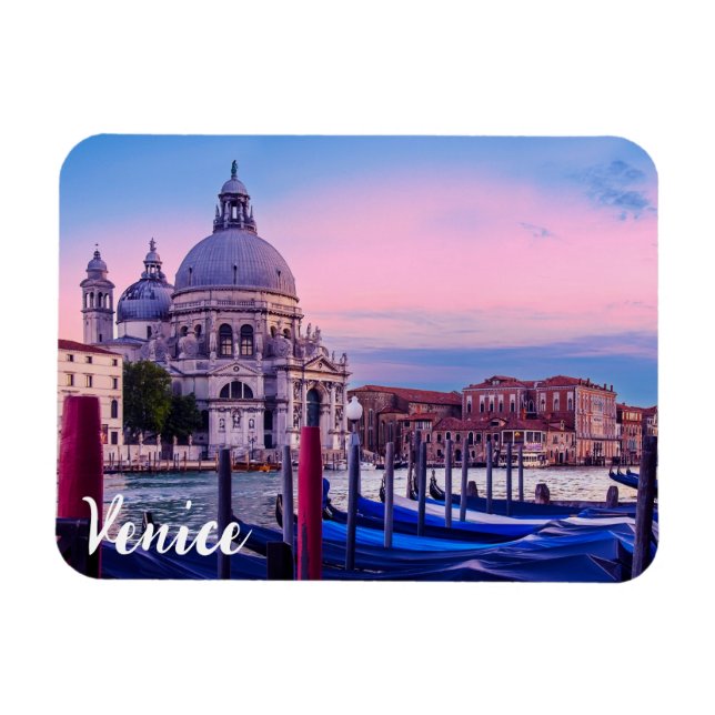 Ímã Grande Canal com gondolas e igreja em Veneza (Horizontal)