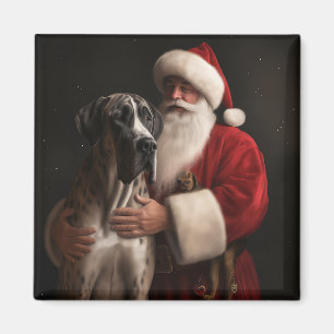 Imã Grande Danês com Papai Noel Natal Festivo