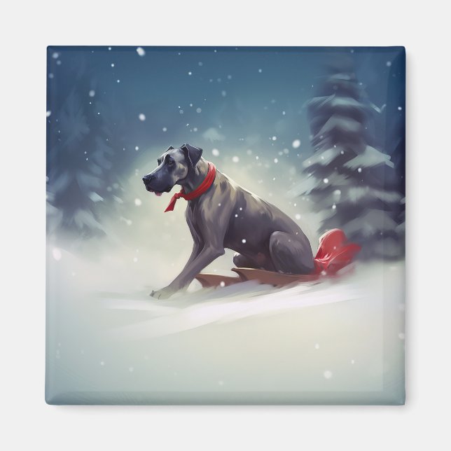 Imã Grande Dinamarquês Natal neve inverno (Frente)