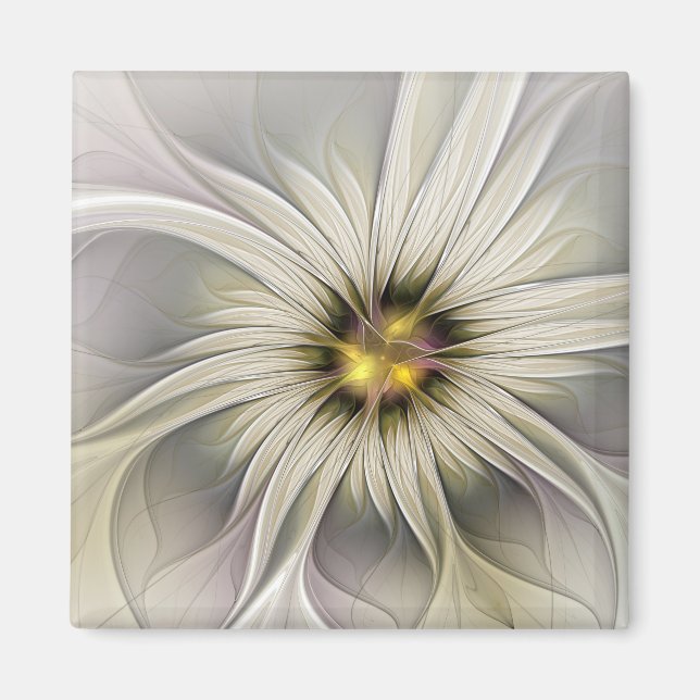 Imã Grande Flor de Marfim, Arte Fractal Moderna Abstra (Frente)