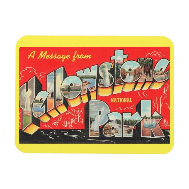 Ímã Grande Letra Saudação Yellowstone National Park (Horizontal)