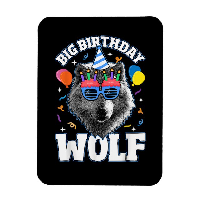 Ímã Grande Lobo de Aniversário para Lobos (Vertical)