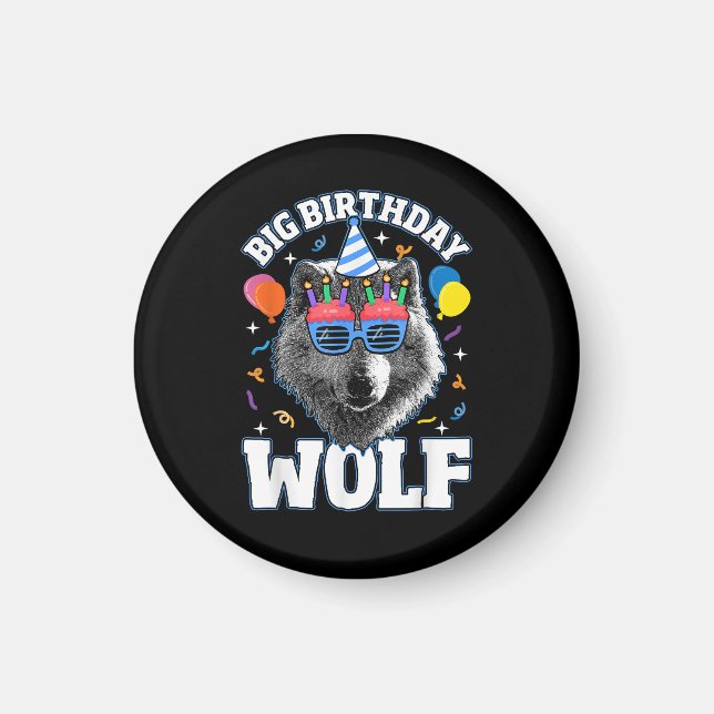 Imã Grande Lobo de Aniversário para Lobos (Frente)