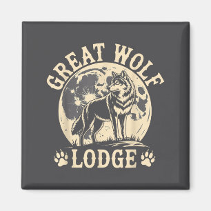 Imã Grande Lodge Lobo Uivando Lua Cheia Cena da Nature