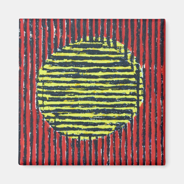 Imã Grande Mancha Amarela com linhas vermelhas e preta (Frente)