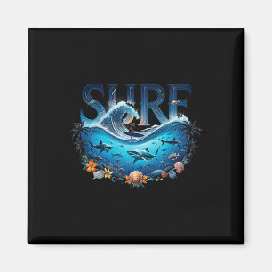Imã Grande Onda de Surf Praia Amante Surfista Gráfico