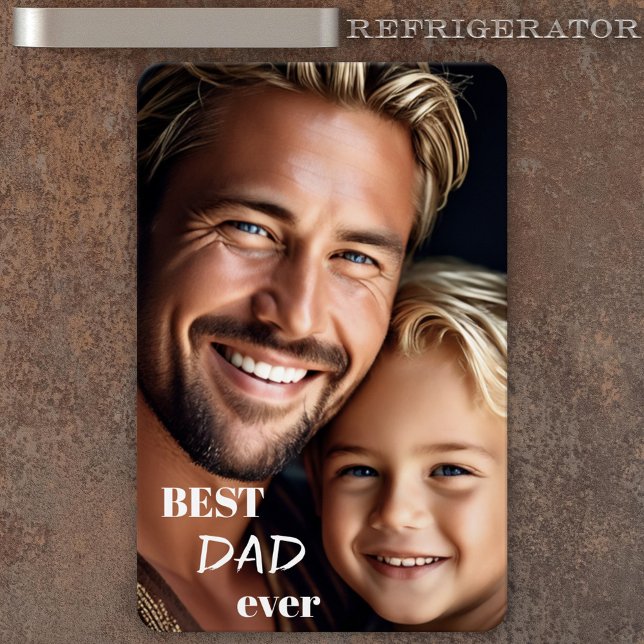 Ímã Grande Pai Personalizado Melhor Magneta Flexi (Flexible magnet featuring your custom photo. With customizable "Best dad ever" texts - Father's Day)