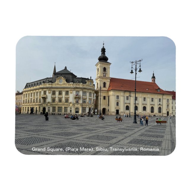 Ímã Grande Praça, (Piaţa Mare), Sibiu, Romênia em um (Horizontal)