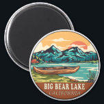 Imã Grande Urso Lago California Barco Emblema de Pesca<br><div class="desc">A ilustração desenhada pelo Big Bear Lake com canoa,  tendas e montanhas ao fundo. Perfeito para quem ama visitar o Lago Urso Grande.</div>