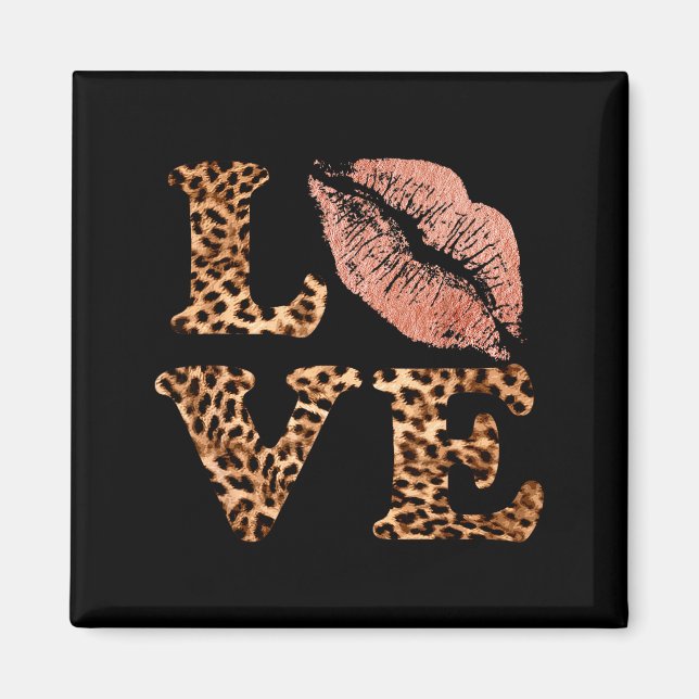 Imã Grandes Lábios Amam Letras de Impressão de Leopard (Frente)
