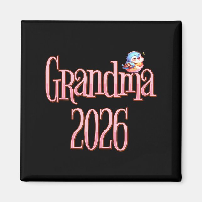 Imã Grandma 2026 Cute Bird New Grandma Pregnancy Revea (Frente)
