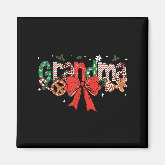 Imã Grandma Coquette Bow Christmas Merry Xmas Family M (Frente)
