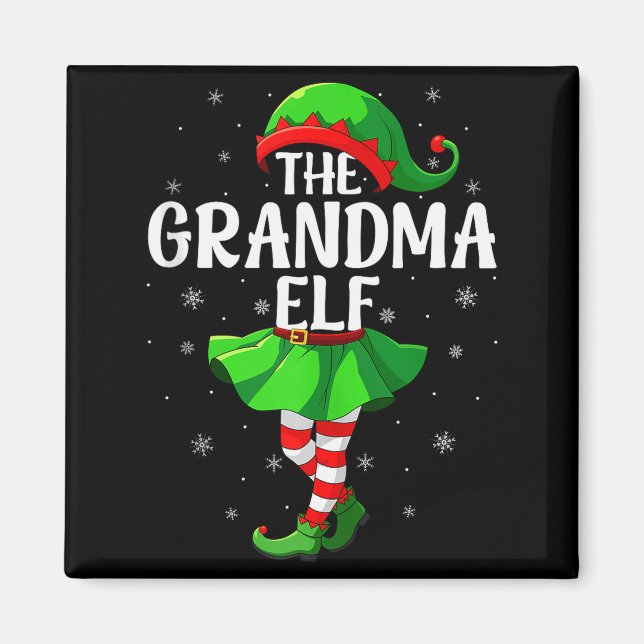 Imã Grandma Elf Christmas Girls Women Elf Squad Xmas F (Frente)