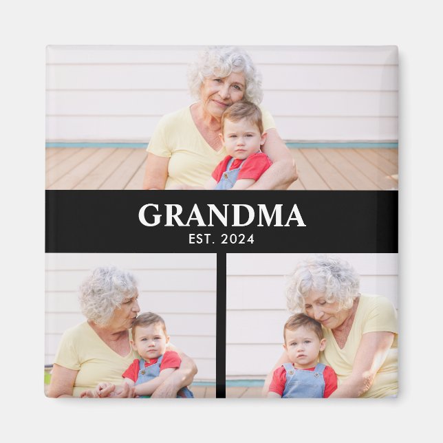 Imã Grandma Established 3 Photo Grandparent's Day (Frente)