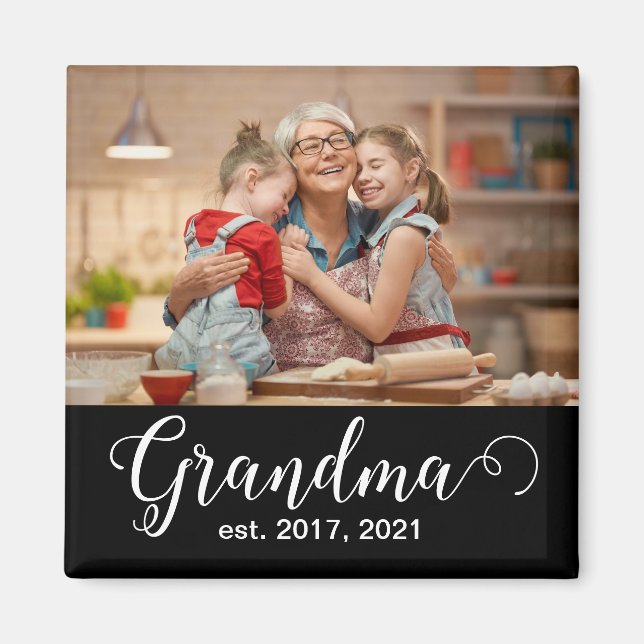 Imã Grandma Established Script Gift Photo (Frente)