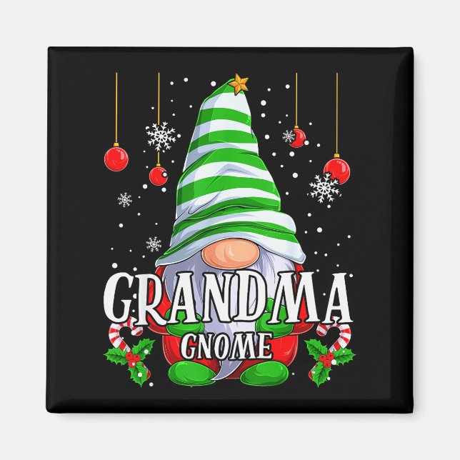 Imã Grandma Gnome Christmas Pajamas Matching Family Gr (Frente)