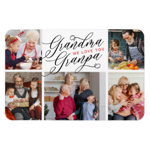 Ímã Grandma Grandpa We Love You Photo Collage