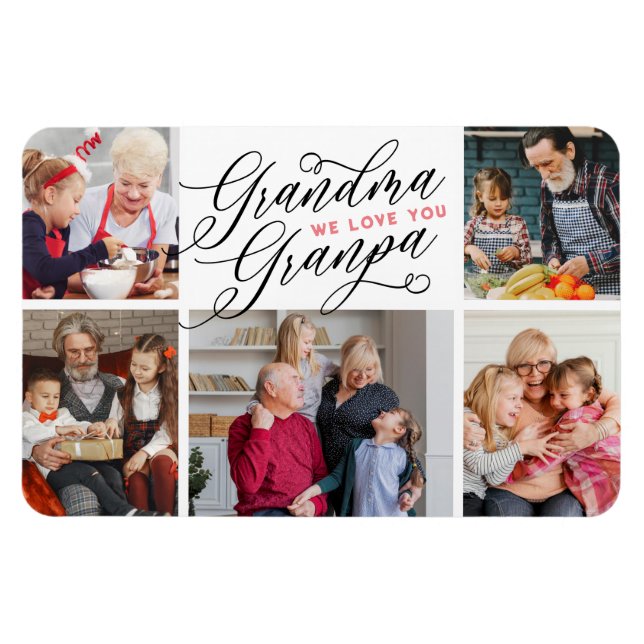 Ímã Grandma Grandpa We Love You Photo Collage (Horizontal)
