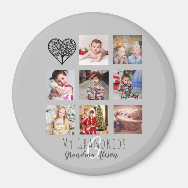 Imã Grandma Loves Her Family Tree Photo Collage Gift (Frente)
