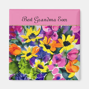 Imã GRANDMA - Melhor Vovó Alguma Vez, flores aquáticas
