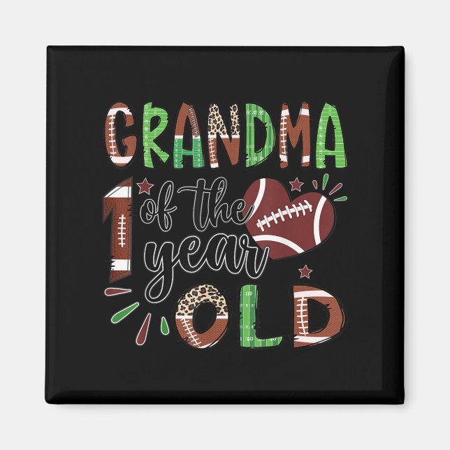 Imã Grandma Of The 1 Year Old Football 1st Birthday Bo (Frente)