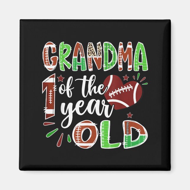 Imã Grandma Of The 1 Year Old Football 1st Birthday Bo (Frente)