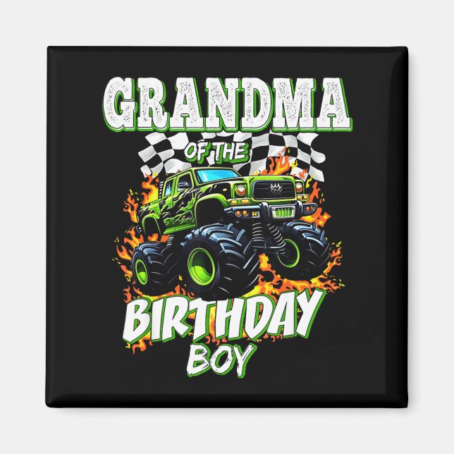Imã Grandma Of The Birthday Boy Monster Truck Birthday (Frente)