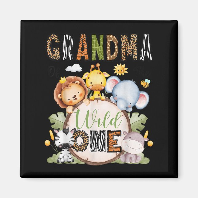 Imã Grandma Of The Wild One 1st Birthday Boy Jungle Sa (Frente)