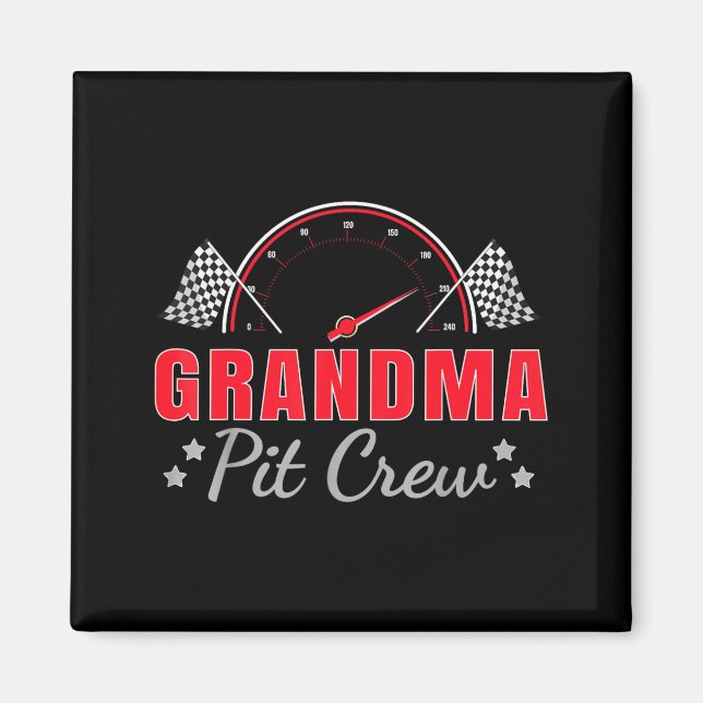 Imã Grandma T Crew Race Car Driver Birthday Party Raci (Frente)
