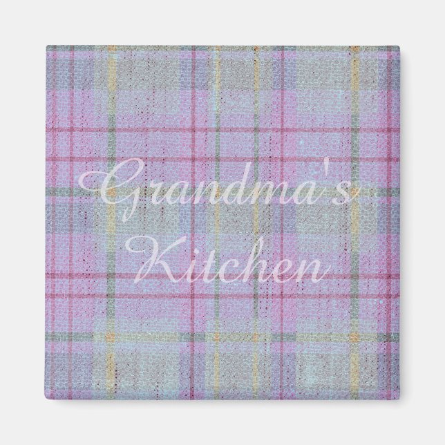 Imã Grandma's Kitchen Weathered Lavender Plaid  (Frente)
