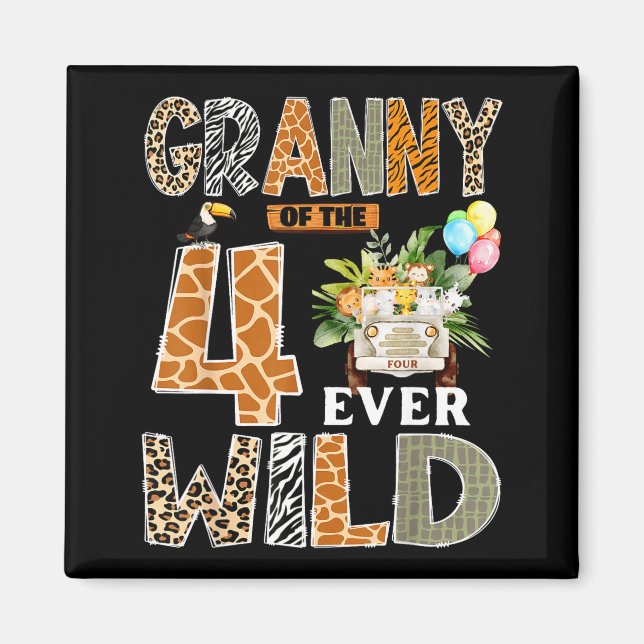 Imã Granny Of The Four Ever Wild Safari 4th Birthday B (Frente)