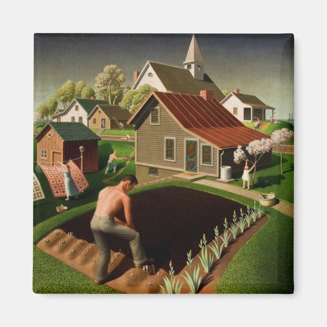 Imã Grant Wood Primavera na Cidade (1941) (Frente)