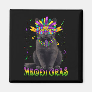 Imã Gras Meowdi Carnaval Amante de Gatos Nova Orleans