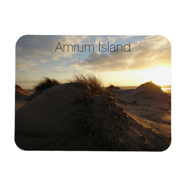 Ímã Grassy Sand Dunes em Sunset, Ilha de Amrum, Aleman (Horizontal)