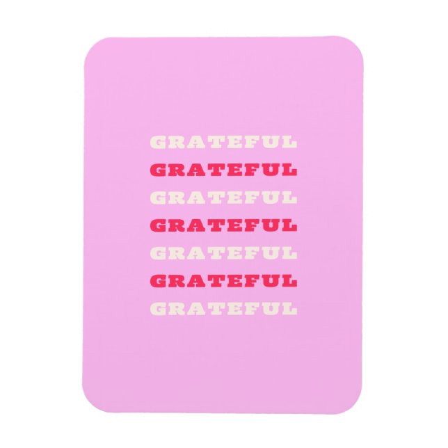 Ímã Grata, Agradecida, Citação de Gratidão, Rosa, Féri (Vertical)