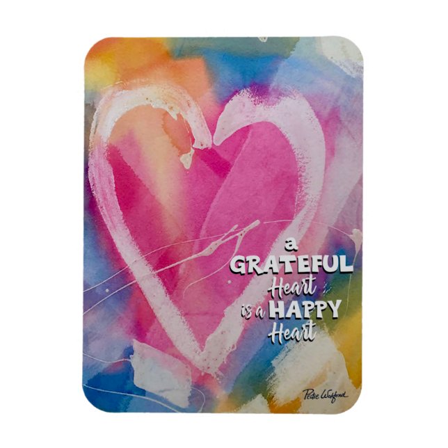 Ímã Grateful Happy Heart Magnet art por Pedie Wolfond (Vertical)