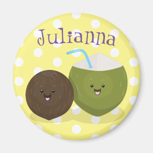 Imã Grátis feliz desenho animado de coconuts kawaii