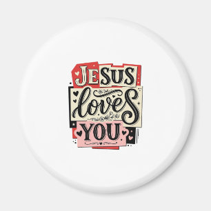 Imã Grave Vintage Jesus Te Ama Tipografia Cristã