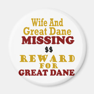 Imã Great dane & recompensa faltante da esposa para